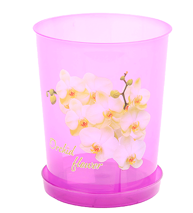 Горшок для Орхидей 1,2лит Прозрачно-Розовый с поддоном М-7543 БАШ