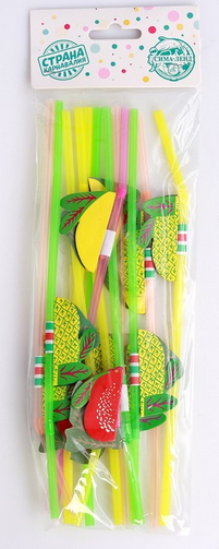 Трубочки для коктейля Фрукты 12шт Арт-430808 Трубочки для коктейля Фрукты 12шт Арт-430808