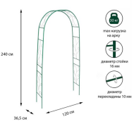 Арка садовая разборная Веточка 240×120×36.5см металл Greengo Арт-4191888