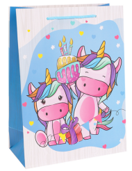 Сумочка пакет картон 260*320*100мм Праздничные единороги Арт-3132 L