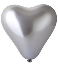 Шар латексный 11/27см Сердце хром Серебро 1уп/25шт Арт137750