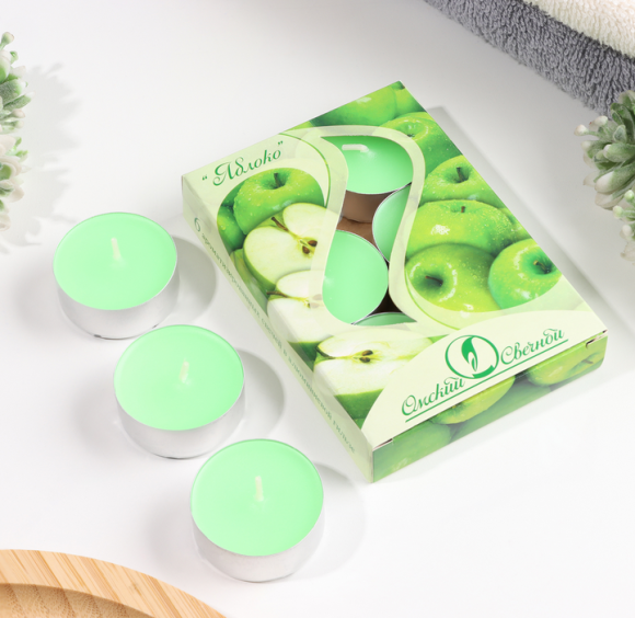 Свеча гильза Ароматизир Яблоко Набор 6шт*12гр