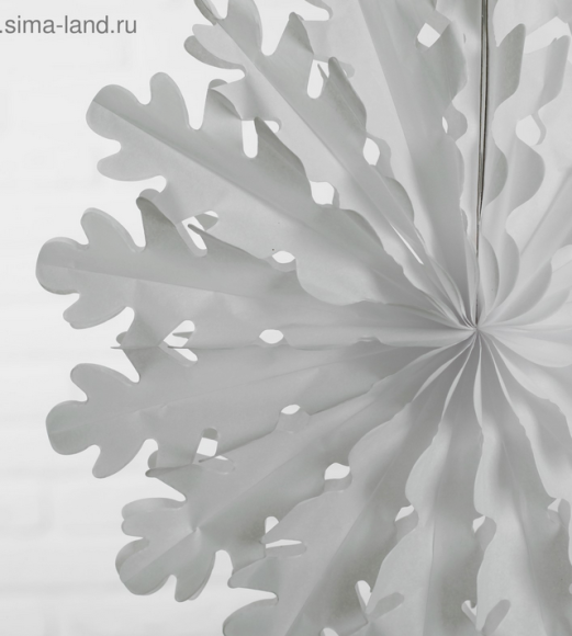 Декор потолочный 3-D Снежинка Белая 35см Декор потолочный 3-D Снежинка Белая 35см
