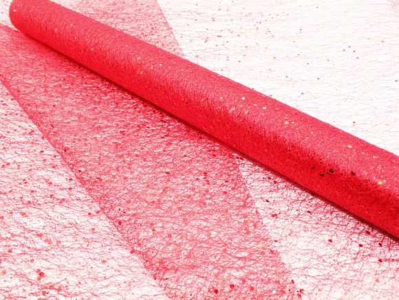 Сетка Паутинка с блестками Красная 48см*5м