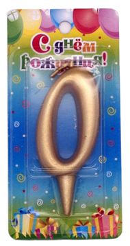 Свеча Цифра 0 Золото 3080