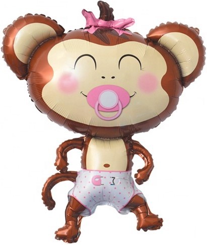 Шар фольгированный 39/99см Обезьянка с соской девочка Шар фольгированный 39/99см Обезьянка с соской девочка