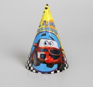 Колпак бумажный С Днем рождения Гонки 6шт Арт-1033793