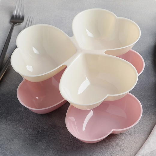 Менажница пластиковая Сердечки 3шт Доляна Арт-4445231