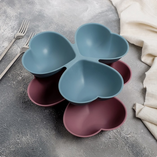 Менажница пластиковая Сердечки 3шт Доляна Арт-4445231