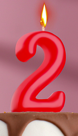 Свеча Цифра 2 Овал Красная 2303036