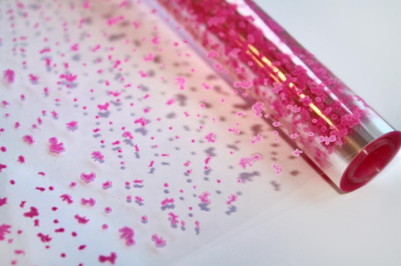 Пленка прозрачная с рисунком Мошка Ярко-Розовая 70см/200гр