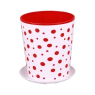 Горшок Горошек 2лит Красн-Белый с поддоном М-2754/ БАШ