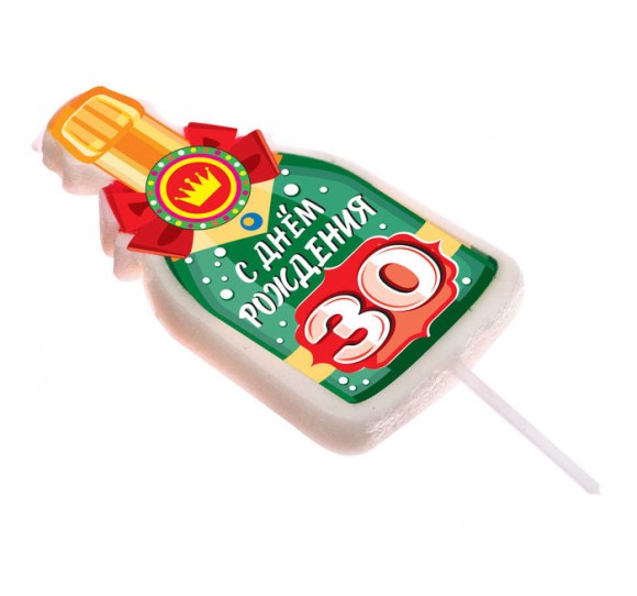 Свечи для торта Бутылка шампанского 30 С Днём Рождения 9*16см 3275208