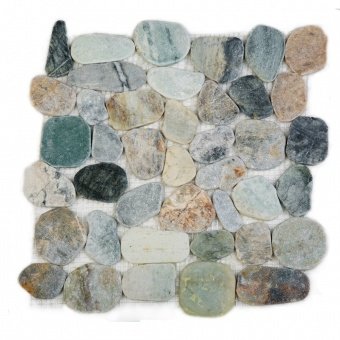 Каменная мозаика MS-WB1 МРАМОР бел/зел/серый круглый