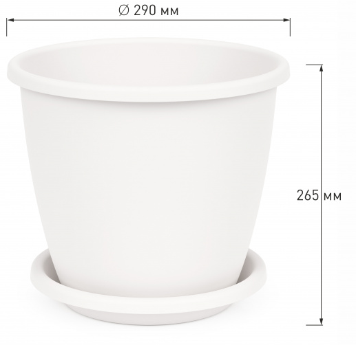 Горшок Афина 11лит Белый с поддоном М-6545 (БАШ)