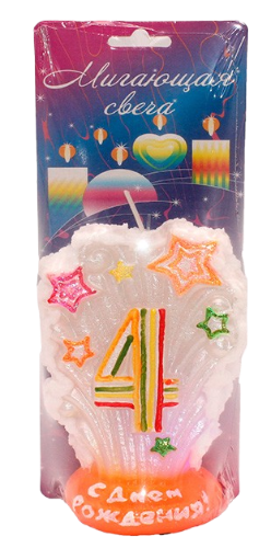 Свеча Цифра 4 Мигающая Салют 3504