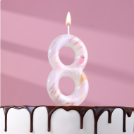 Свеча Цифра 8 Белый мрамор Гигант Арт-6990827
