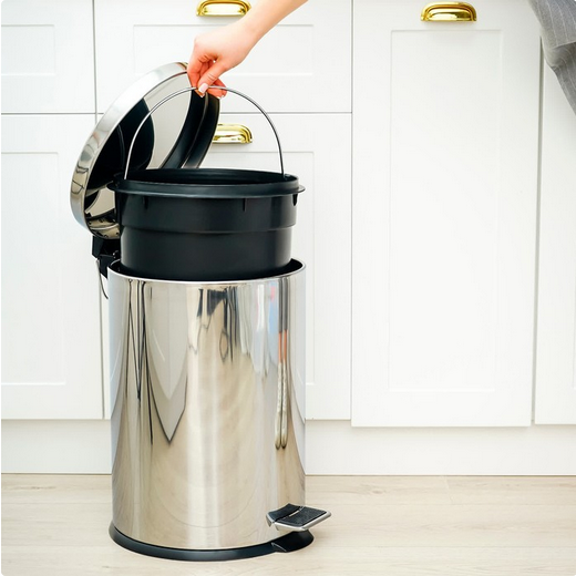 Ведро для мусора 7лит с педалью нержав сталь Доляна Арт-4472312 (D-20 см) Ведро для мусора 7лит с педалью нержав сталь Доляна Арт-4472312 (D-20 см)