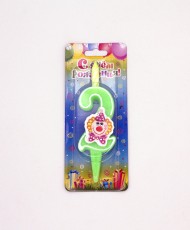 Свеча Цифра 2 с Клоуном 3022