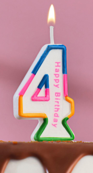 Свеча Цифра 4 Цветная полосочка Арт-653619