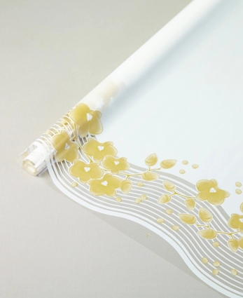 Пленка матовая Николь с Орхидеями Бело-Золото-Белая 70см/200гр