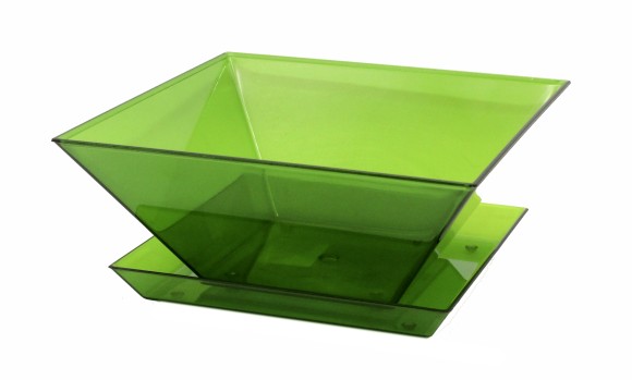 Горшок Миска Квадрат-2 лит-21см Цветн Прозрачн с поддоном