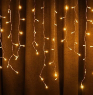 Электрогирлянда Штора 4м Дождик Жёлтый свет (дождик 40см+60см) Арт-1245