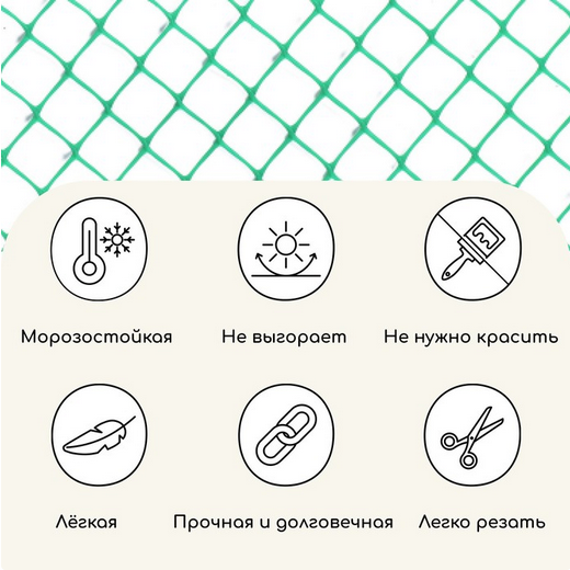 Заборная решётка Сетка Н-1м*20м Greengo Зелёная (ячея 1,5*1,5см) Арт-3299382