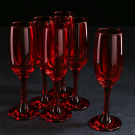 Набор Фужеров для Шампанского Радуга Рубин 190мл (1уп/6шт) Арт-5121034