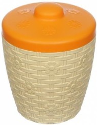 Банка пластиковая Плетёнка Светло-Жёлтая с крышкой Арт-М-2362 3лит