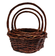 Корзина Набор Плетеных ИВА 3шт Круглые Коричневые D-20/25/30см