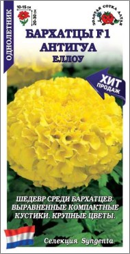 Цветы Бархатцы Антигуа Еллоу F1 ЦВ/П (СОТКА) 5шт однолетник прямостоячие до 25см Цветы Бархатцы Антигуа Еллоу F1 ЦВ/П (СОТКА) 5шт однолетник прямостоячие до 25см