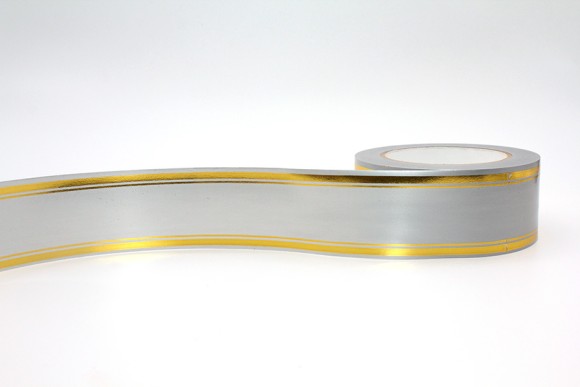 Лента Золот полоса 5см*50ярд Серый РОССИЯ