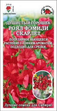 Цветы Горошек Душистый Роял Фэмили Скарлет ЦВ/П (СОТКА) 0,5гр однолетник до 2,5м