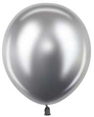 Шар латексный 12/30см хром Сердце Серебро (1уп/50шт)