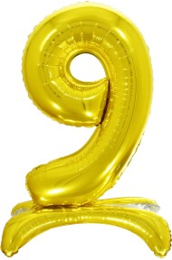 Шар ЦИФРА фольгированный № 9 32"81см на подставке Золото