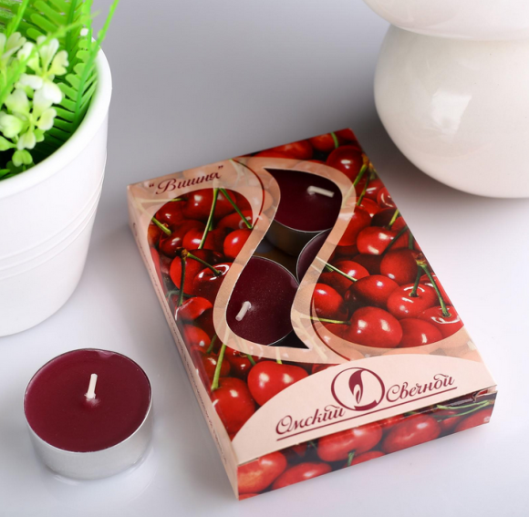 Свеча гильза Ароматизир Вишня Набор 6шт*12гр