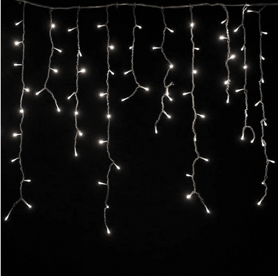 Электрогирлянда Штора 4м Дождик Белый свет (дождик 40см+60см) Арт-1246