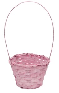 Корзина плетеная Бамбук D-13/H-9.5/28см Выбеленная Розовая