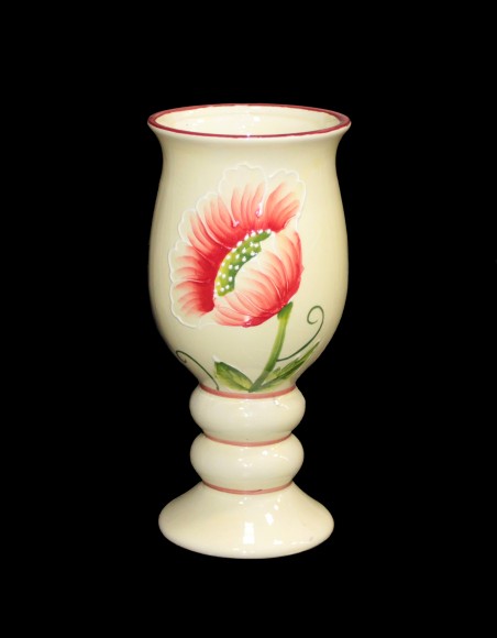 Ваза керамическая Мак на ножке Горло широкое Арт-J64,66-a40 Н-29см