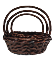 Корзина Набор Плетеных ИВА 3шт Лодочка Коричневая D-25/30/35см