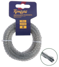Леска для триммера Тундра 2,4мм*15м сечение Квадрат витой с жилой Арт-5443159