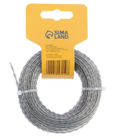 Леска для триммера Тундра 2,4мм*15м сечение Квадрат витой с жилой Арт-5443159