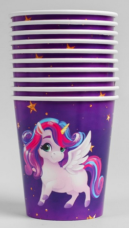 Стакан бумажный Волшебный единорог 250мл*10шт Арт-4799677