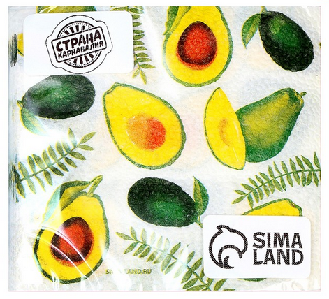 Салфетки бумажные Сочные авокадо набор 20шт Арт-7756549