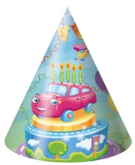 Колпак бумажный Машинка (набор 6 шт) Арт-2-17-0010