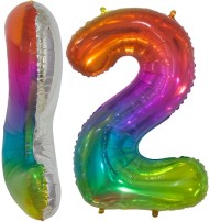 Шар ЦИФРА фольгированный № 2 34"86см Радужный Мармеладный леденец градиент