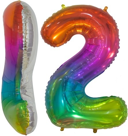 Шар ЦИФРА фольгированный № 2 34"86см Радужный Мармеладный леденец градиент Шар ЦИФРА фольгированный № 2 34"86см Радужный Мармеладный леденец градиент