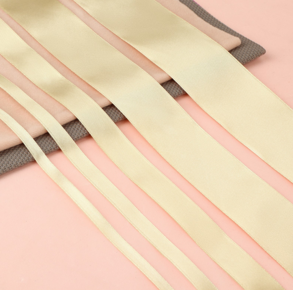 Лента Атласная Набор 5шт Кремовая 6/10/20/40/50мм 25ярд Арт-2611782