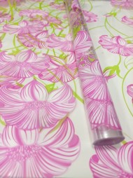 Пленка прозрачная с рисунком Наоми Бело-Малиново-Салатовая 70см/200гр